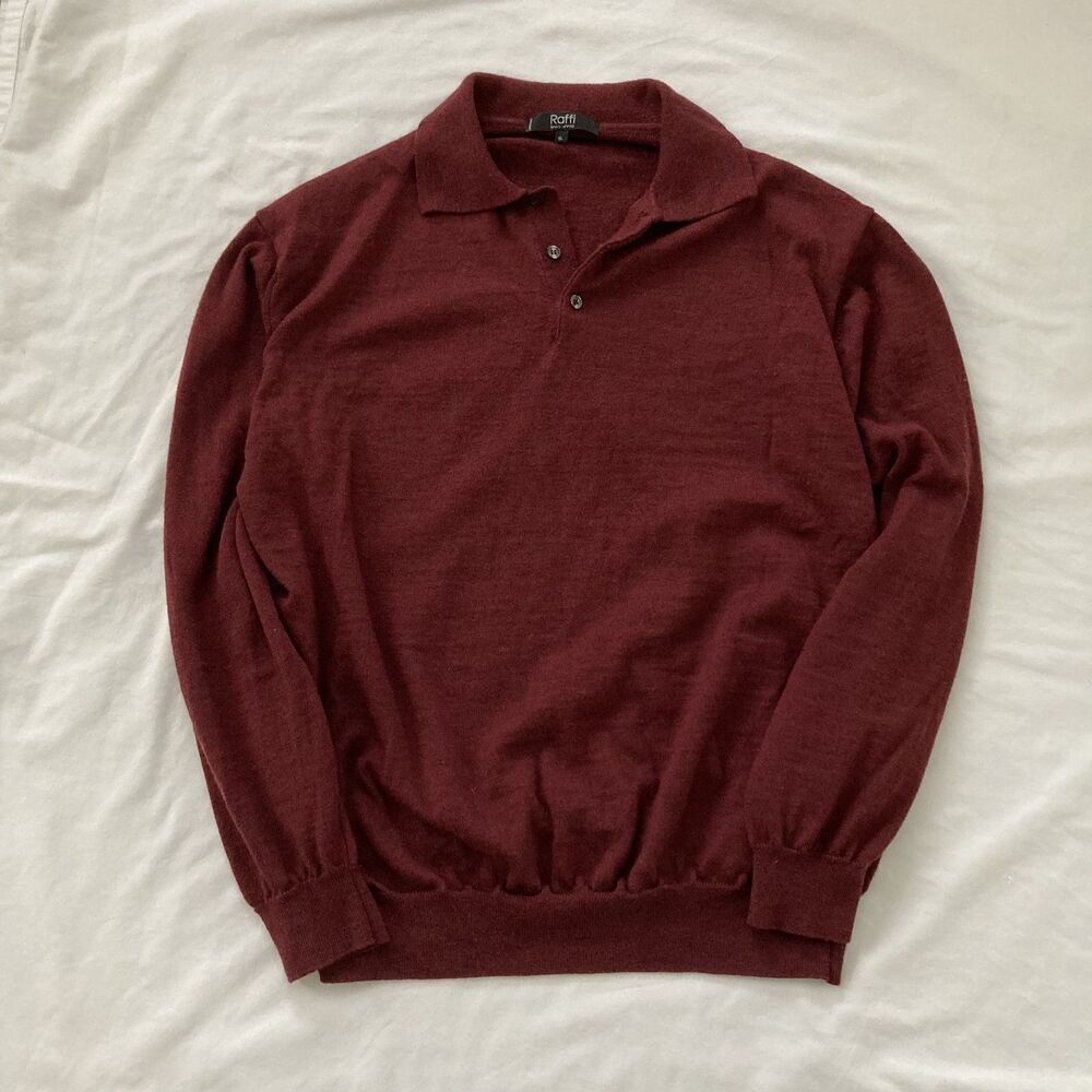 Raffi Linea Uomo 100% wool burgundy XL sweater. Made in Italy. Preppy old money.